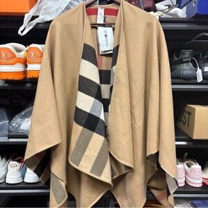 Burberry Tan and Black Check Cape